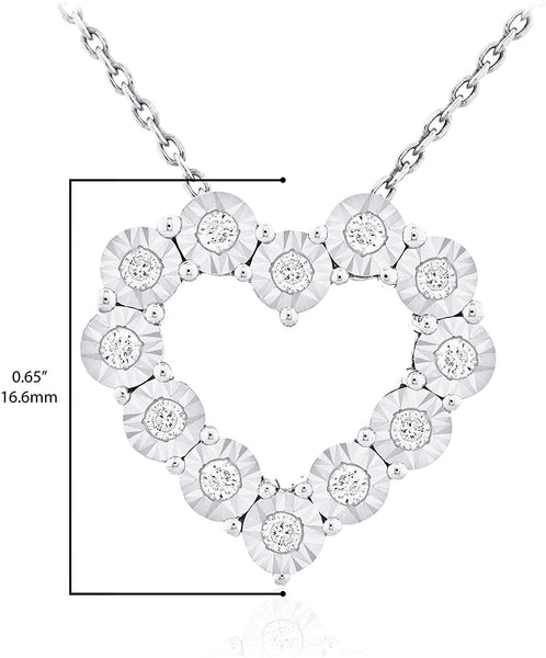925 Sterling Silver 1/4 Cttw Diamond Miracle Set Open Heart