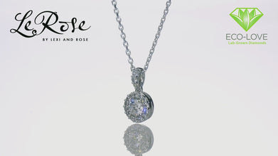 10K White Gold 1/2 Cttw Lab Grown Diamond Round Halo Pendant Necklace on 18