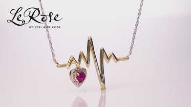 14K Gold Plated .925 Sterling Silver Diamond Heartbeat Necklace on 18