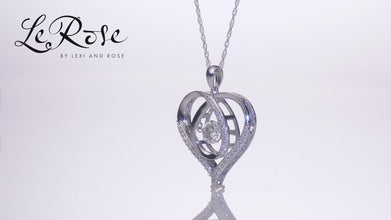 .925 Sterling Silver & Lab Created White Sapphire Dancing Heart Pendant Necklace with Fine Rope Chain - 18”