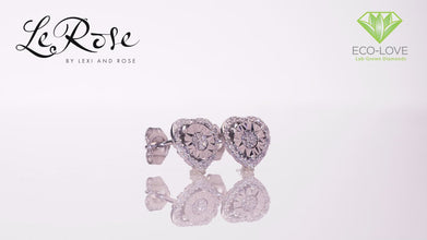 .925 Sterling Silver 1/10 Cttw Diamond Heart Shaped Miracle Set Halo Stud Pierced Earrings (I-J Color, I2-I3 Clarity)