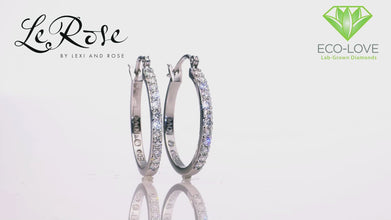 10K White Gold 1/2 Cttw Lab Grown Diamond Hinged Latch Back Hoop Earrings (G-H Color, SI1-SI2 Clarity)