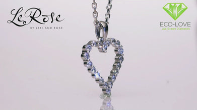 10K White Gold 1/4 Cttw Lab Grown Diamond Heart Pendant Necklace on 18