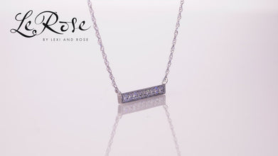 14K Rose Gold-Plated .925 Sterling Silver Cubic Zirconia Milgrained Bar Necklace with 18