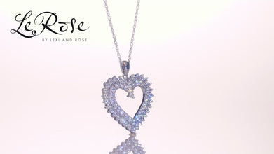 .925 Sterling Silver Cubic Zirconia Double Heart Pendant Necklace with 18