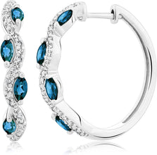 .925 Sterling Silver, Marquise Cut London Blue Topaz & White Topaz 1