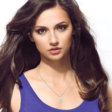 .925 Sterling Silver White Cubic Zirconia Heart and Cross Charm Pendant Necklace with Rope Chain - 20”