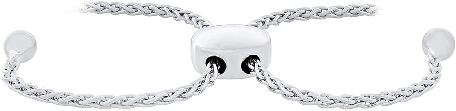 14K Rose Gold Plated .925 Sterling Silver 1/20 Cttw Diamond Alternating Heart & Cluster Adjustable Bolo Bracelet - 6-9” (I-J Color, I2-I3 Clarity)