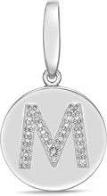 .925 Sterling Silver Diamond-Accented Round Initial Charm Enhancer with Lobster Claw Clasp (I-J Color, I2-I3 Clarity) - Choice of Letter