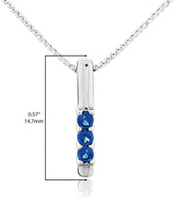 .925 Sterling Silver Round Created White Sapphire Three Stone Bar Drop Pendant Necklace - 18
