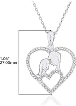 .925 Sterling Silver 1/4 Cttw Diamond Silhouetted Couple Heart with Message Pendant Necklace on 18