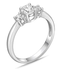 .925 Sterling Silver Round Brilliant Cubic Zirconia Three Stone Engagement Ring
