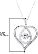 .925 Sterling Silver & Lab Created White Sapphire Dancing Heart Pendant Necklace with Fine Rope Chain - 18”
