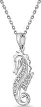 .925 Sterling Silver Diamond Accented Seahorse Pendant Necklace with Cable Chain - 20” (I-J Color, I2-I3 Clarity)
