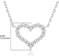 10K White Gold 1/2 Cttw Lab Grown Diamond Heart Necklace on 18