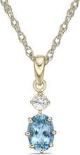 14K Yellow Gold Plated .925 Sterling Silver Oval Cut Birthstone & Created White Sapphire Pendant Necklace 18