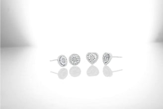 .925 Sterling Silver 1/10 Cttw Diamond Round Miracle Set Halo Pushback Stud Pierced Earrings (I-J Color, I2-I3 Clarity)