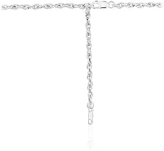 .925 Sterling Silver Rope Chain Adjustable Length 22