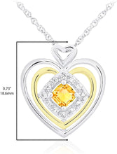 14K Yellow Gold Plated .925 Sterling Silver, Cushion Cut Gemstone & Lab Grown White Sapphire Three Heart Halo Pendant Necklace - 20” - Choice of Color