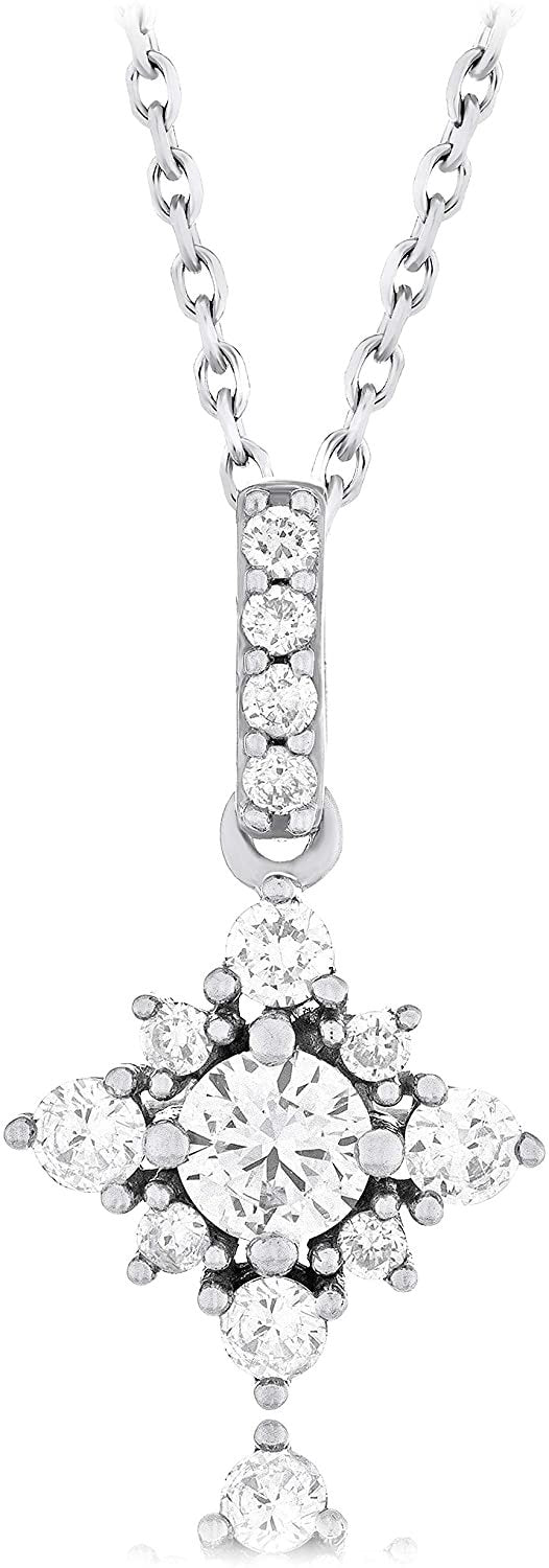 10K White Gold 1/2 Cttw Lab Grown Diamond Star Pendant Necklace - 18" (G-H Color, SI1-SI2 Clarity)