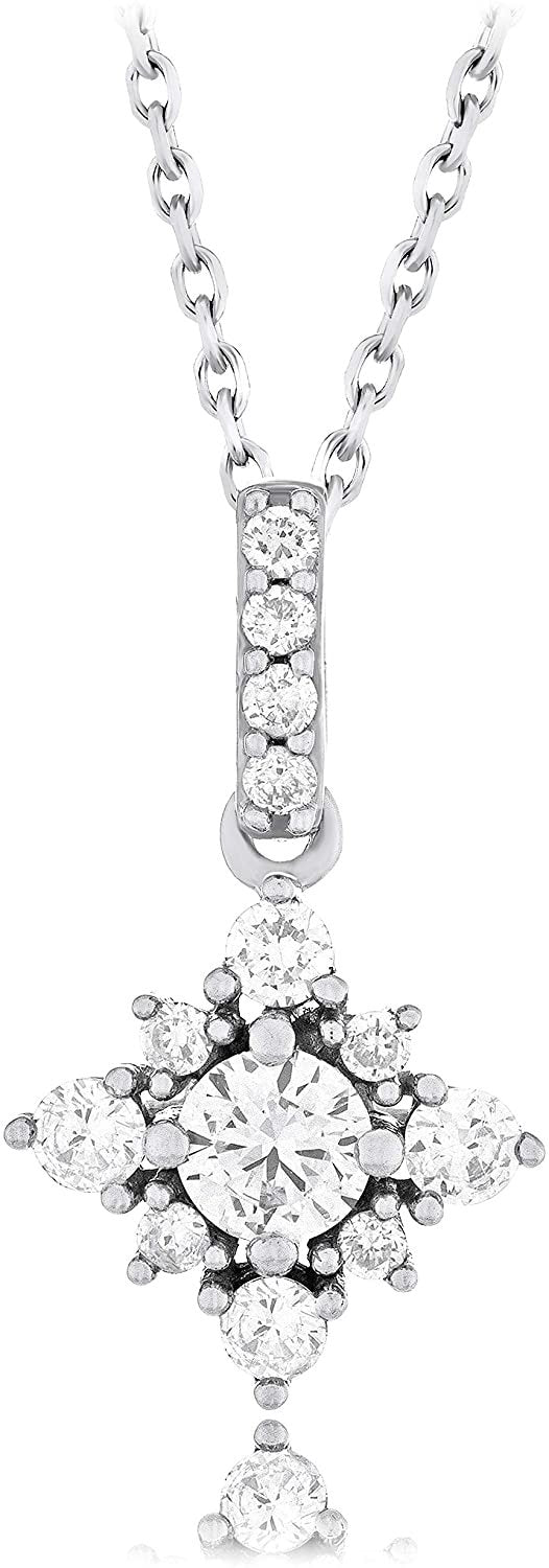 10K White Gold 1/2 Cttw Lab Grown Diamond Star Pendant Necklace - 18" (G-H Color, SI1-SI2 Clarity)