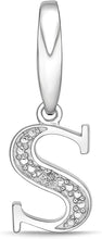 .925 Sterling Silver Diamond-Accented Dangling Initial Charm Enhancer with Lobster Claw Clasp (I-J Color, I2-I3 Clarity) - Choice of Letter