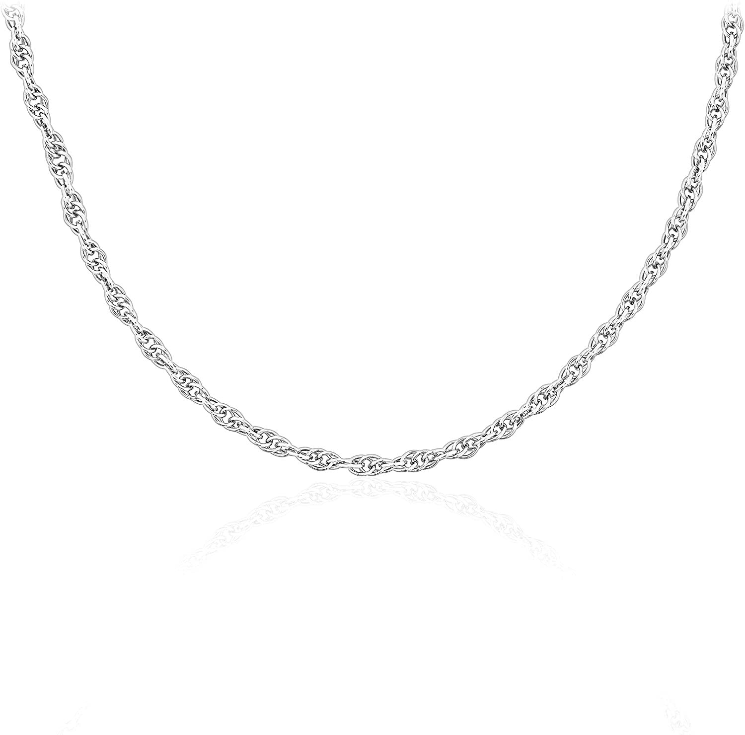 .925 Sterling Silver Rope Chain Adjustable Length 18" - 20"