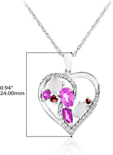 .925 Sterling Silver Lab Grown Ruby, Lab Grown Opal, Lab Grown Pink & White Sapphire 1