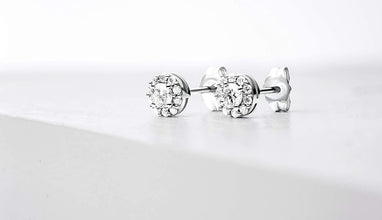 10K White Gold 1/2 Cttw Lab Grown Diamond 6.5mm Round Halo Stud Earrings (G-H Color, SI1-SI2 Clarity)