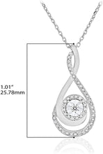 .925 Sterling Silver 1/4 Cttw Diamond Miracle Set Dual Spiral Twist Teardrop Shaped Pendant Necklace with Cable Chain - 18” (I-J Color, I2-I3 Clarity)