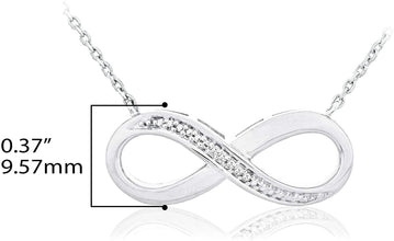 .925 Sterling Silver Diamond Accented Sideways Infinity Necklace on 18