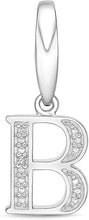 .925 Sterling Silver Diamond-Accented Dangling Initial Charm Enhancer with Lobster Claw Clasp (I-J Color, I2-I3 Clarity) - Choice of Letter