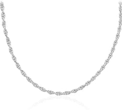 .925 Sterling Silver Rope Chain Adjustable Length 22