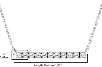 10K White Gold 1/2 Cttw Lab Grown Diamond Bar Necklace 18