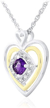 14K Yellow Gold Plated .925 Sterling Silver, Cushion Cut Gemstone & Lab Grown White Sapphire Three Heart Halo Pendant Necklace - 20” - Choice of Color