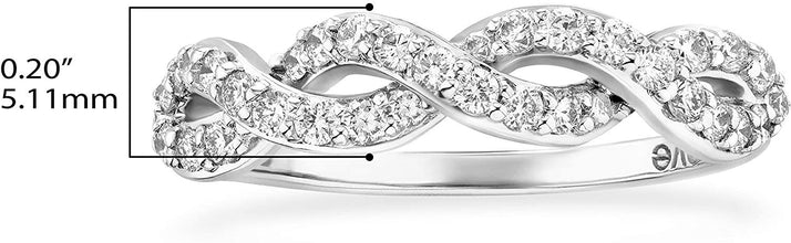 10K White Gold 1/2 Cttw Lab Grown Diamond Twisted Infinity Band Style Ring (G-H Color, SI1-SI2 Clarity)