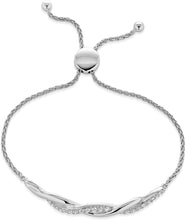 .925 Sterling Silver & Round Lab-Created White Sapphire Helix Twist Adjustable Tennis Bolo Bracelet - 5”-9-1/4”