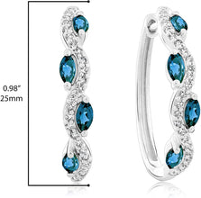 .925 Sterling Silver, Marquise Cut London Blue Topaz & White Topaz 1