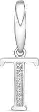 .925 Sterling Silver Diamond-Accented Dangling Initial Charm Enhancer with Lobster Claw Clasp (I-J Color, I2-I3 Clarity) - Choice of Letter