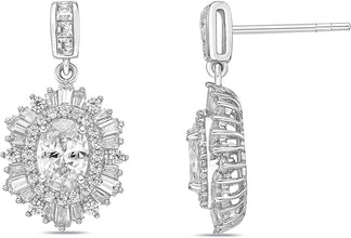 .925 Sterling Silver & Round, Princess, Baguette, and Oval Cut White Cubic Zirconia 7/8