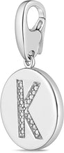 .925 Sterling Silver Diamond-Accented Round Initial Charm Enhancer with Lobster Claw Clasp (I-J Color, I2-I3 Clarity) - Choice of Letter