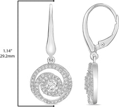 .925 Sterling Silver Round Cut Cubic Zirconia Yin Yang Halo Leverback Dangle Earrings