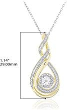 14K Yellow Gold Plated .925 Sterling Silver Diamond Accented Double Twist Teardrop Pendant Necklace on 18
