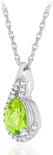 .925 Sterling Silver Pear-Shaped Birthstone & Lab Grown White Sapphire or CZ Teardrop Pendant Necklace on 18