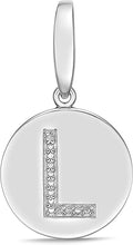 .925 Sterling Silver Diamond-Accented Round Initial Charm Enhancer with Lobster Claw Clasp (I-J Color, I2-I3 Clarity) - Choice of Letter