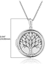 .925 Sterling Silver 1/10 Cttw Diamond Round Tree of Life Milgrain Locket Pendant Necklace with Cable Chain - 18” (I-J Color, I2-I3 Clarity)