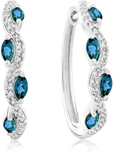 .925 Sterling Silver, Marquise Cut London Blue Topaz & White Topaz 1