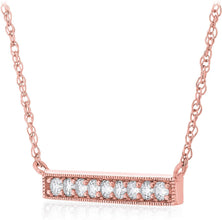 14K Rose Gold-Plated .925 Sterling Silver Cubic Zirconia Milgrained Bar Necklace with 18