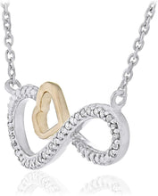 14K Rose Gold Plated .925 Sterling Silver Diamond Accented Cross Sideways Infinity Necklace on 18