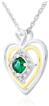 14K Yellow Gold Plated .925 Sterling Silver, Cushion Cut Gemstone & Lab Grown White Sapphire Three Heart Halo Pendant Necklace - 20” - Choice of Color